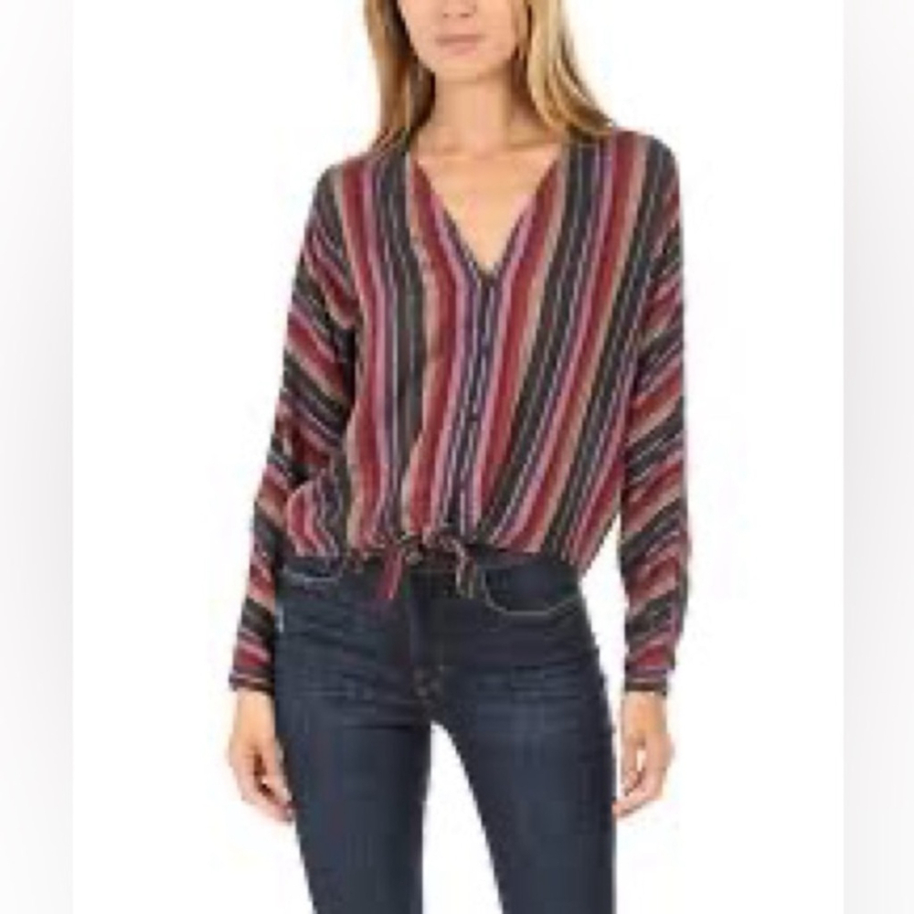 Rails Sloane Brava Striped Long Sleeve V-neck Top Small